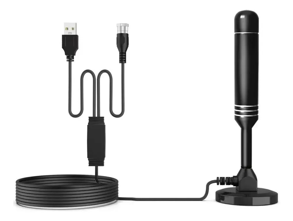 Antena Tvd com amplificador cor preta