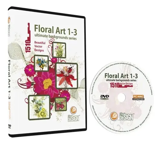 Mega pacote de 1 a 3 fundos florais, imagens de arte vetorial, DVD de design gráfico floral abstrato e grunge floral