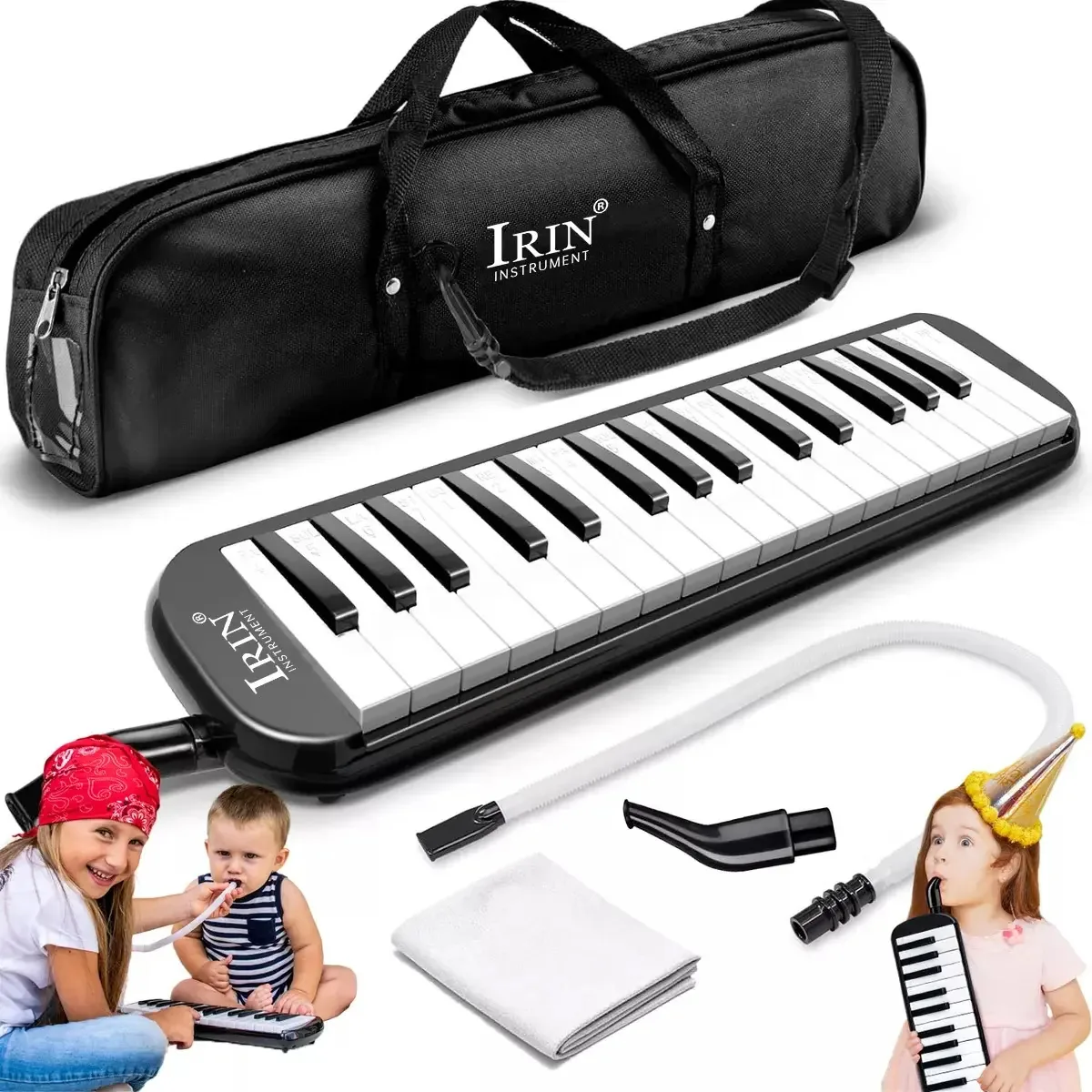 Estojo preto para Melodica 32 School Notes com capa e bocal
