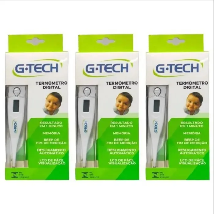 Kit com 3 Termômetros Digitais G-Tech Clínicos com Desligamento Automático
