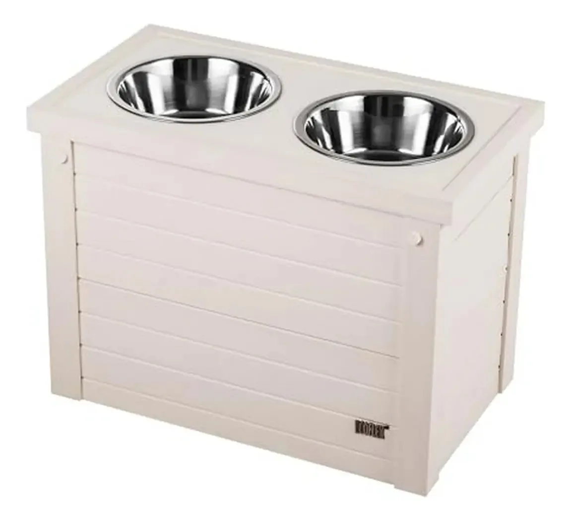Alimentador elevado para cães com armazenamento e 2 tigelas