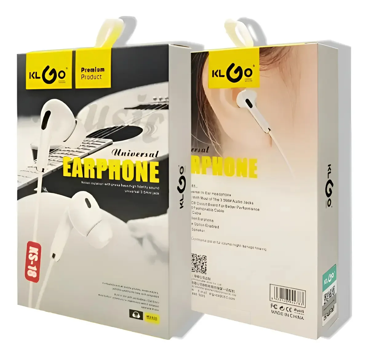 Microfone viva-voz KLGO KS-18, fones de ouvido intra-auriculares brancos de 3,5 mm