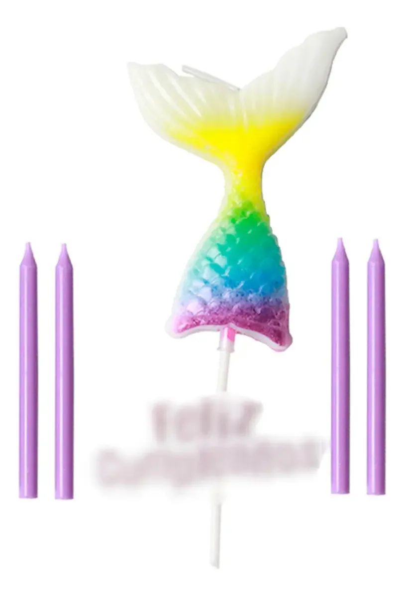 Velas de design de sereia de feliz aniversário