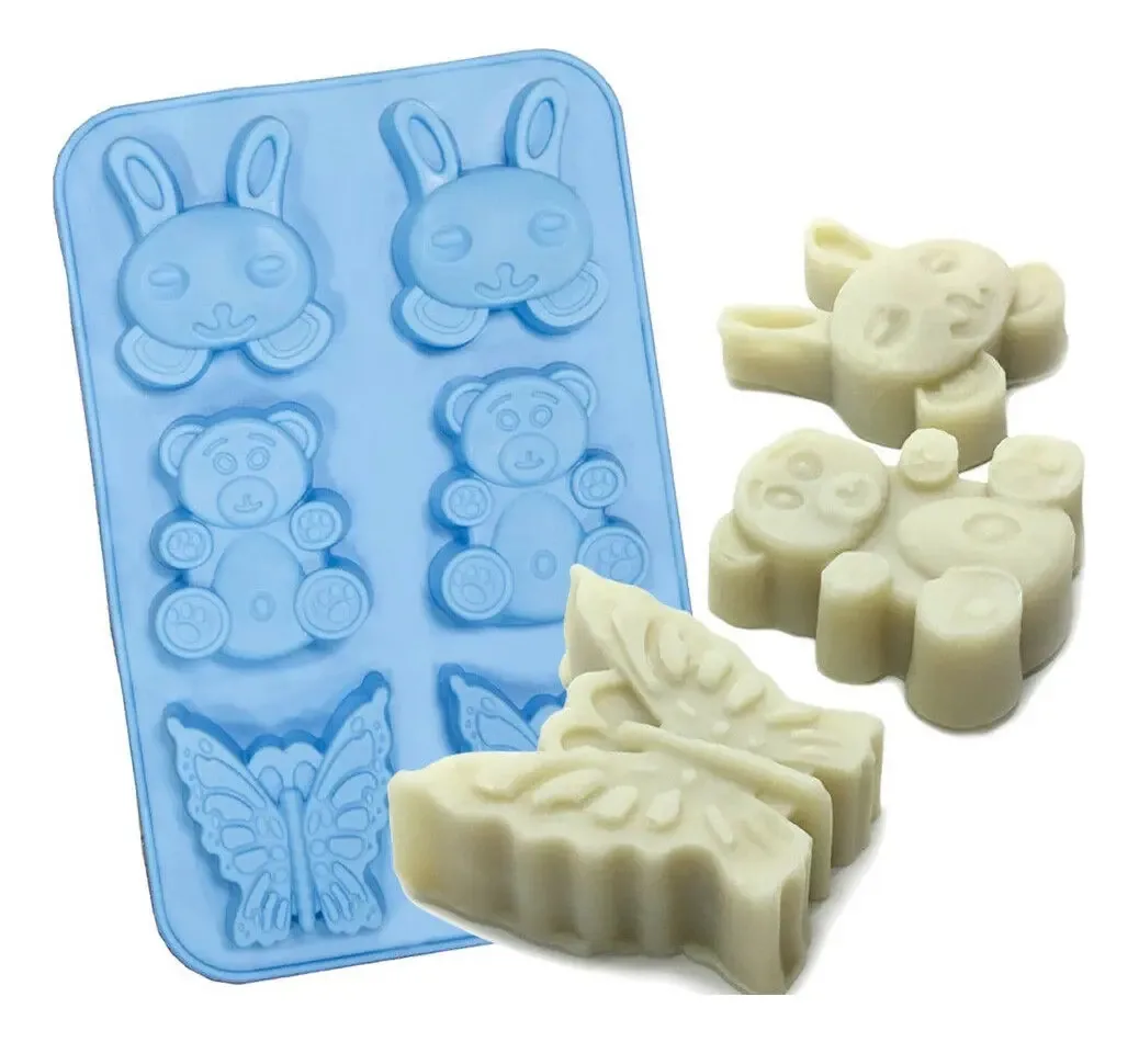 Molde de silicone - Coelhos, ursos, borboletas - Surprise Soap Bakery