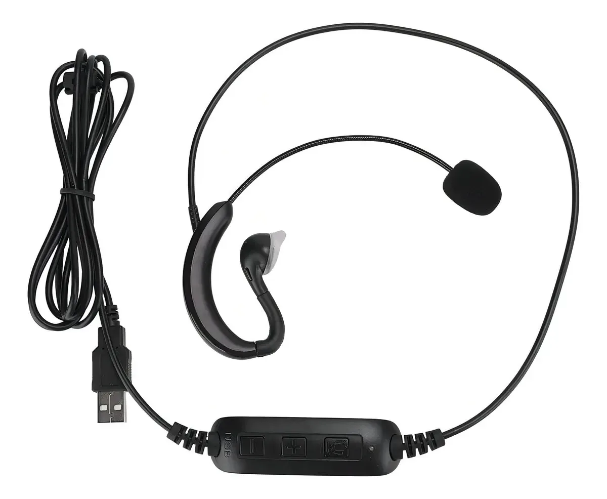 Fones de ouvido com gancho de ouvido, fones de ouvido USB, acessório com