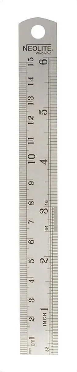 Régua de metal de 15 cm