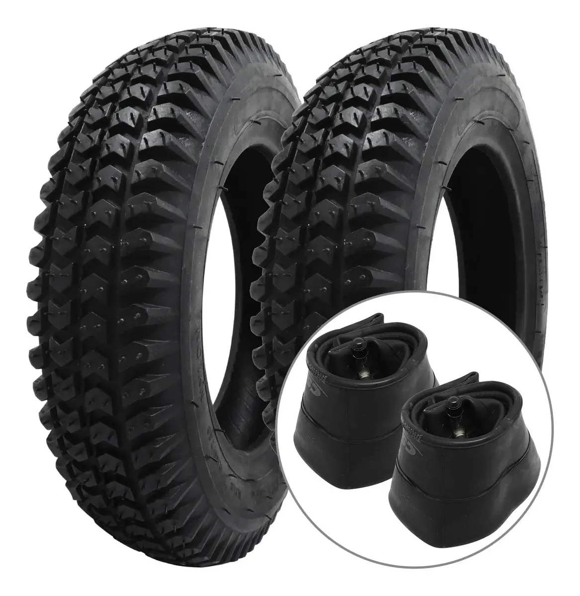 Kit 2 Pneus Wd E Câmaras 3.00-8 Para Cadeira De Rodas Preto