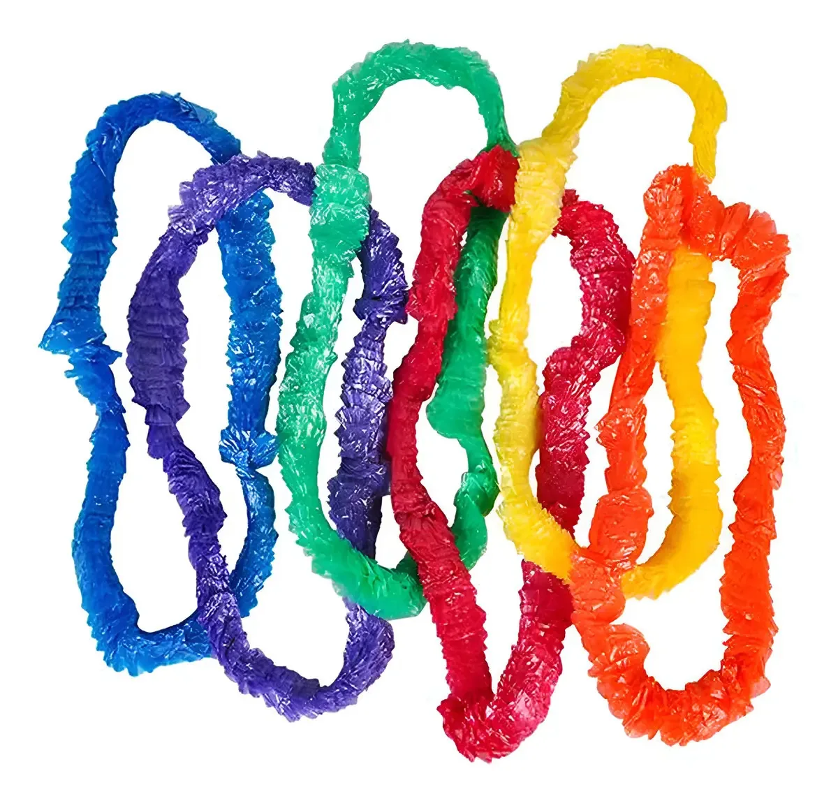 Pacote de 6 colares de festa havaianos multicoloridos simples