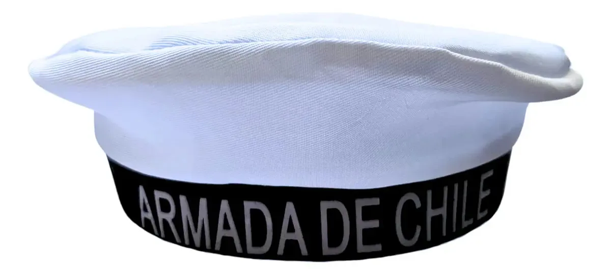 Chapéu de cabine branco, azul marinho chileno para crianças, cabine branca de 17 cm