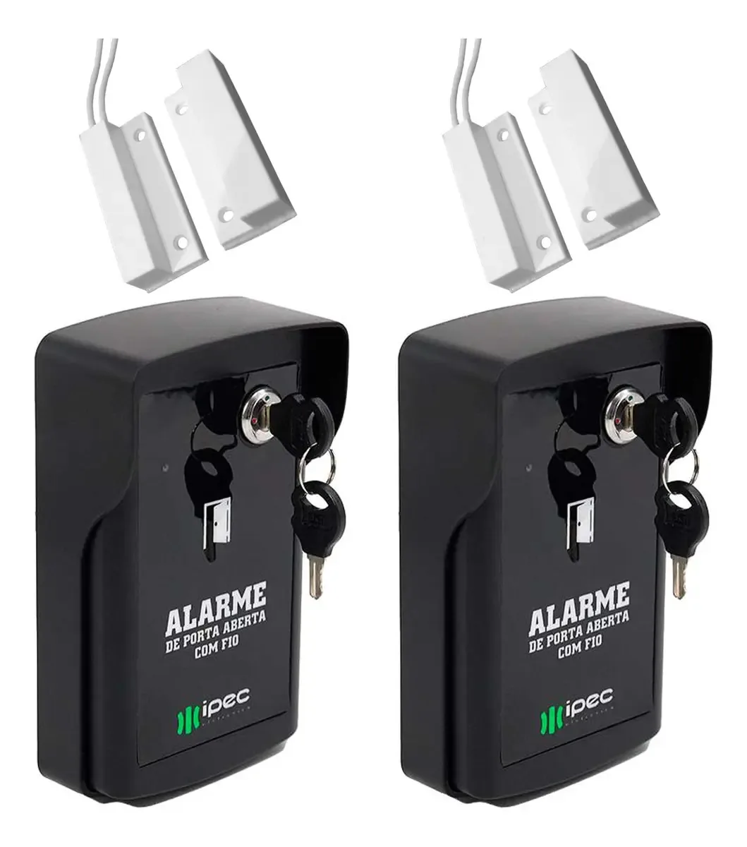 Alarme Ipec de Porta Aberta com 2 Sensores Magnéticos Sonoro e Visual