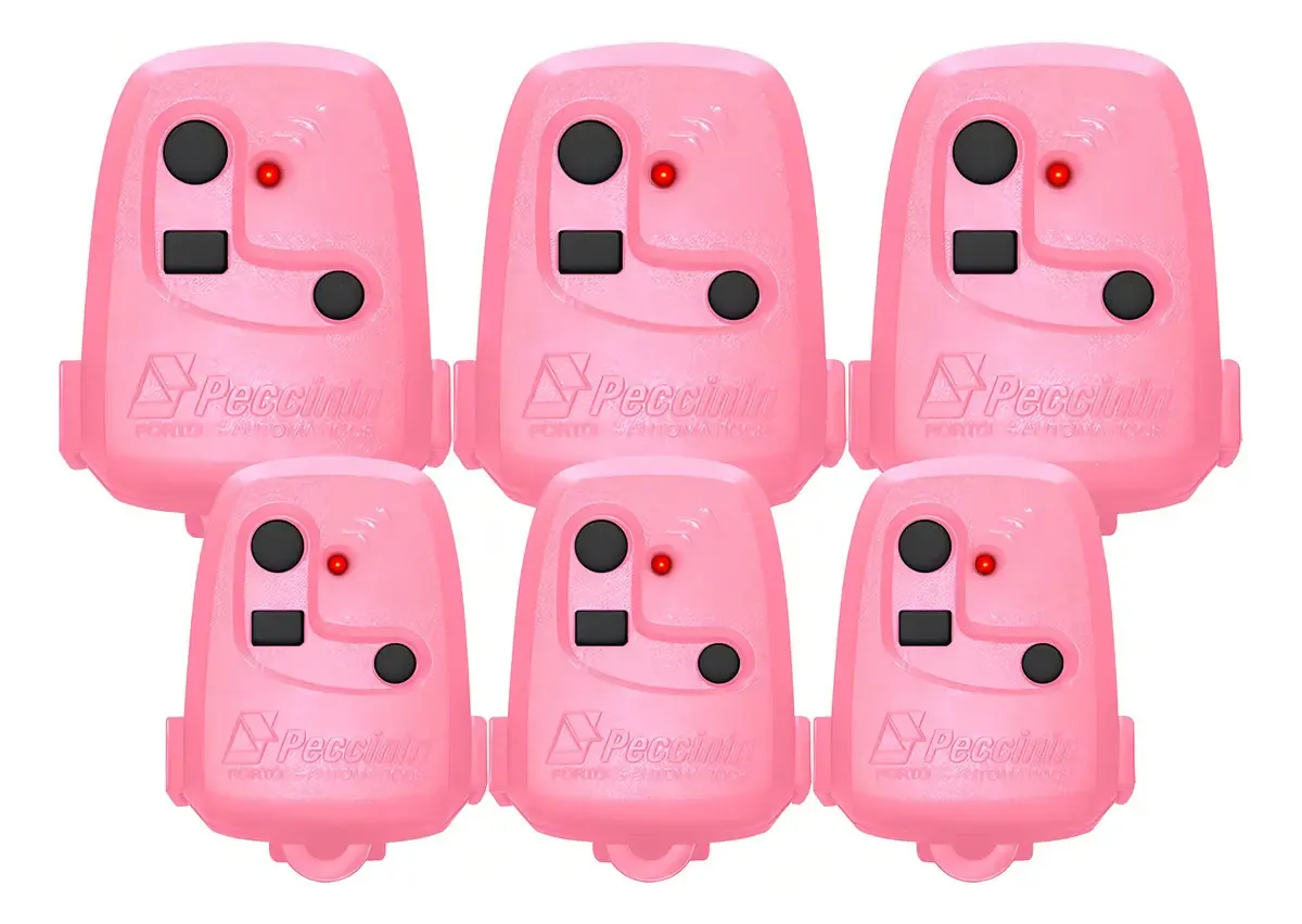Kit 6x Controles Remoto Peccinin 3c Rosa 433mhz 3 Canais