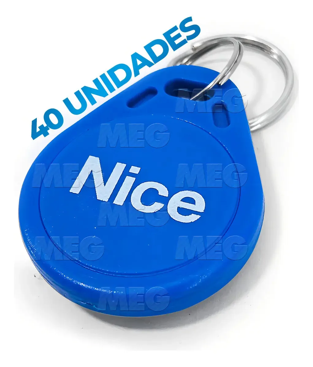 Kit 40 Tags Proximidade Linear/Nice 125KHz Azul Controle Acesso