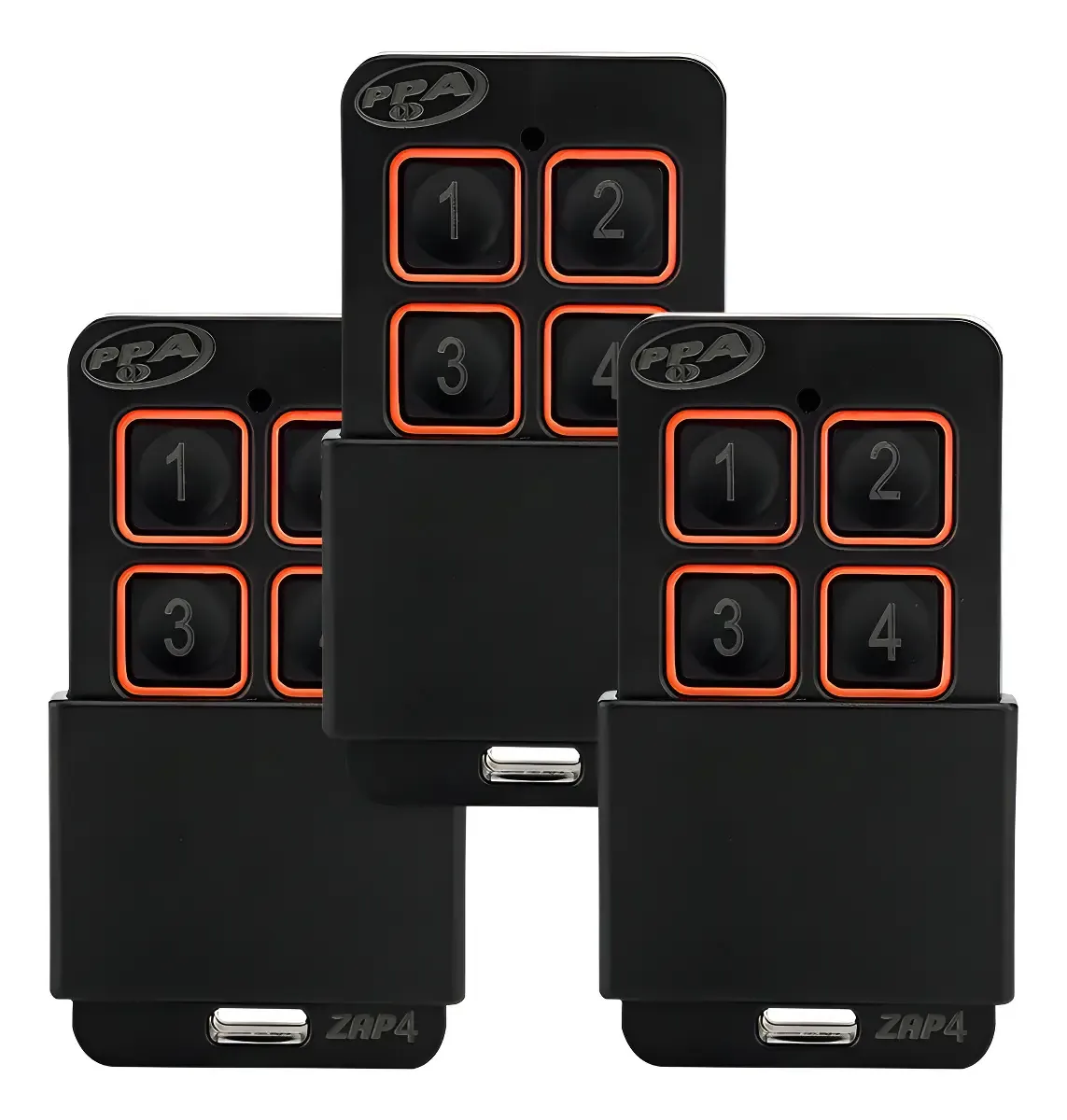 Kit 3 Controles Remoto PPA Zap 4 Botões 433MHz Para Portões