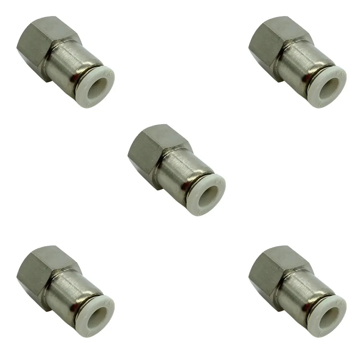 5 Conexões Pneumática Reta Femea Engate Tubo 6mm Rosca 1/8