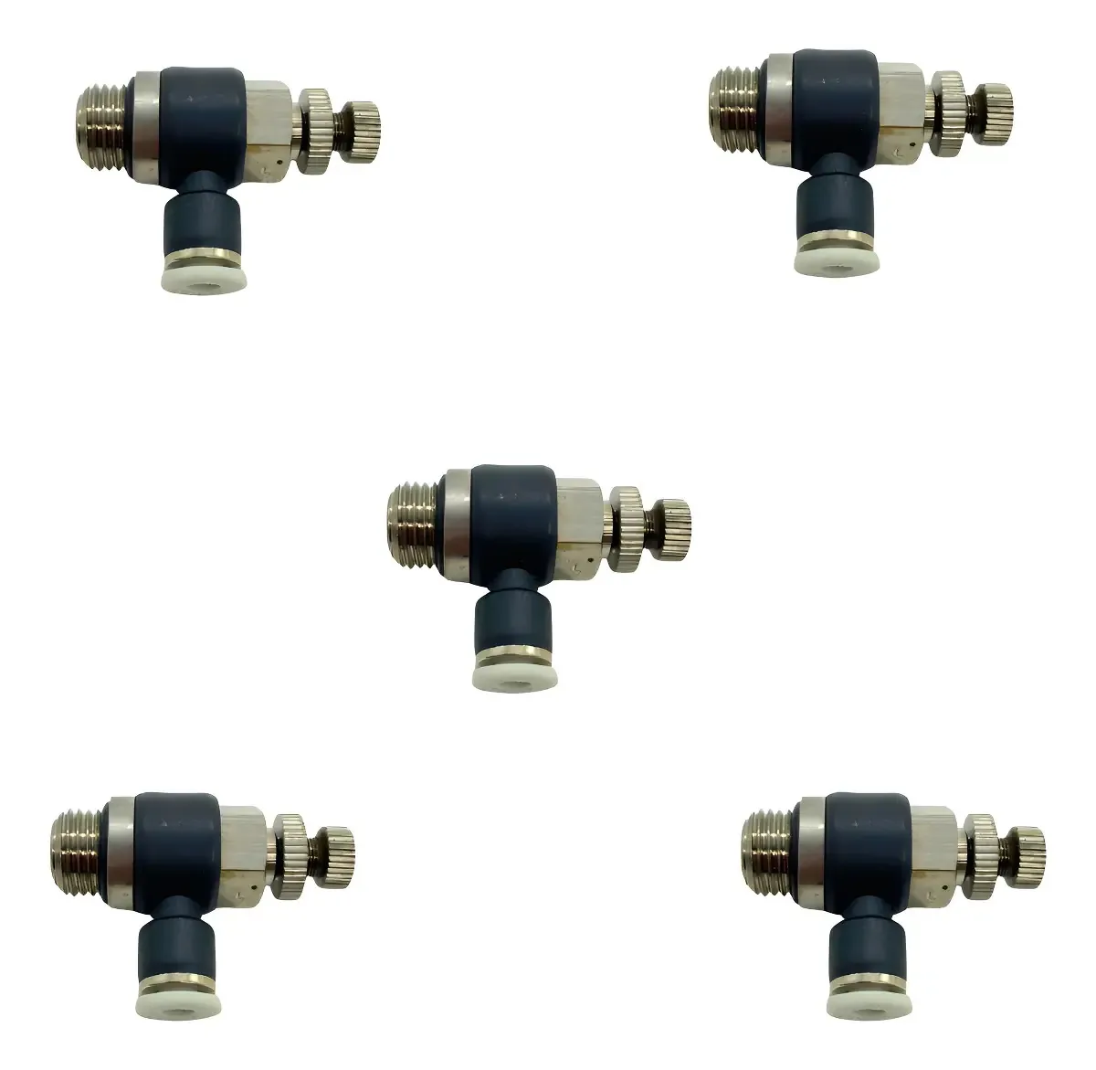 Kit 5 Conexões Pneumática Regulador De Fluxo 4mm X 1/4 Rosca