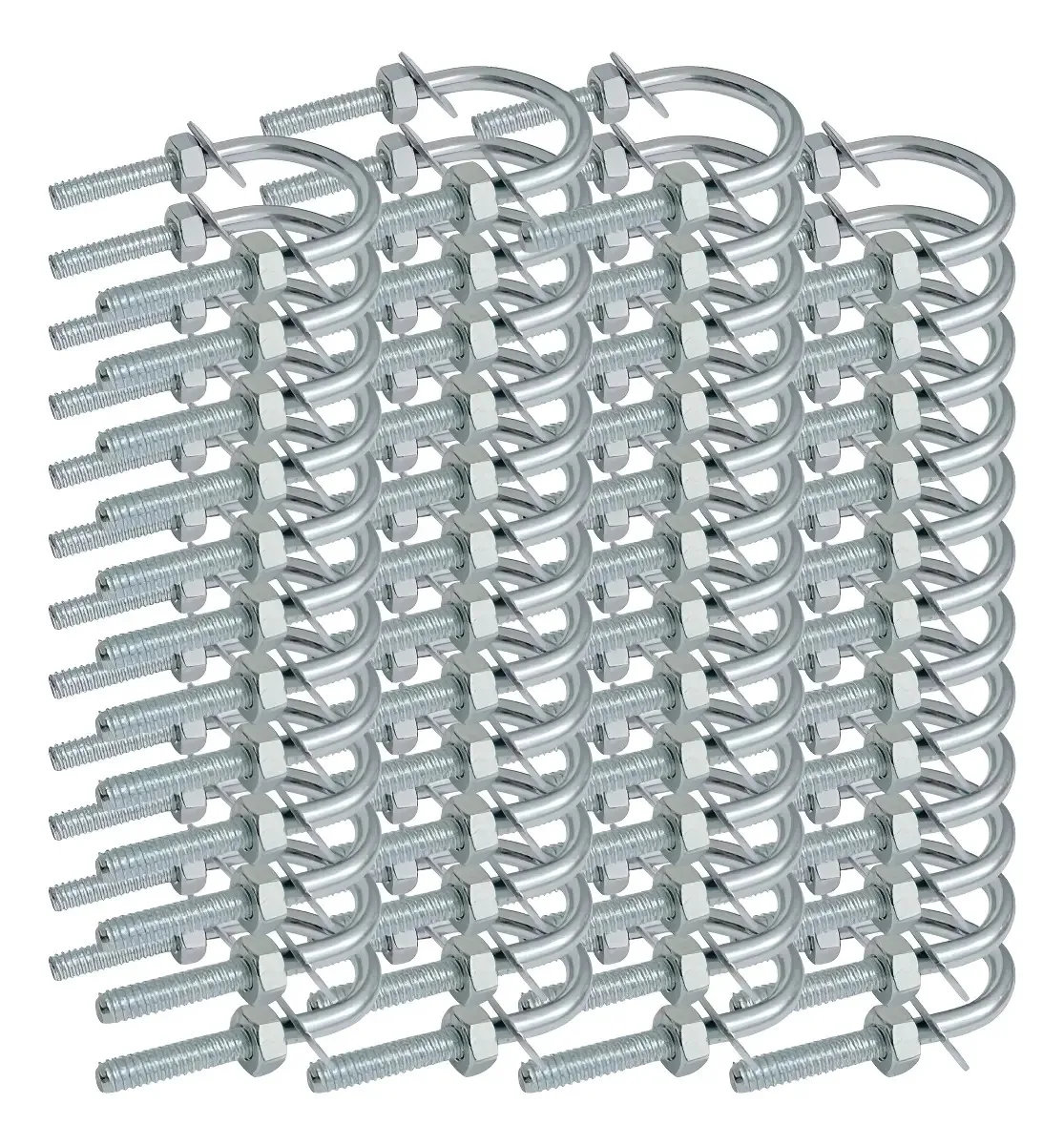 Kit Abraçadeira Tipo U 3/4 X 1/4 Vergalhão 5un - Perfilaco Cor Cinza