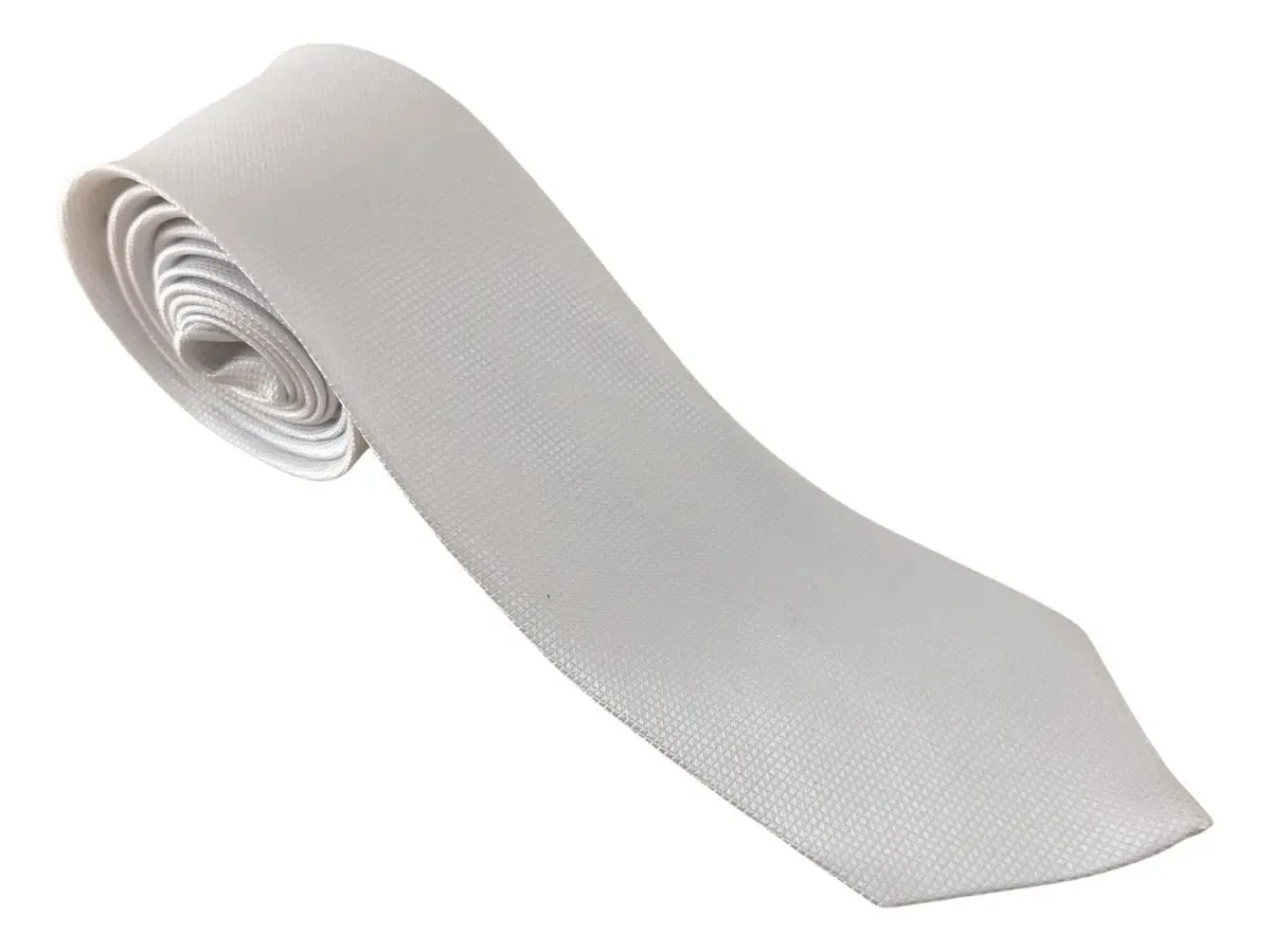Kit C/ 10 Gravatas Semi Slim Quadriculada 7cm 150cm - Cores Cor Prata