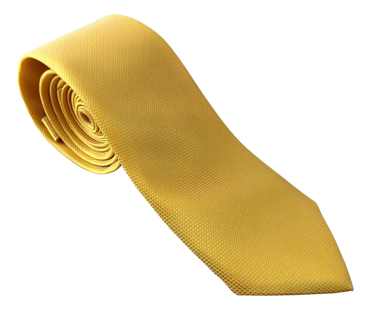 Kit C/ 10 Gravatas Semi Slim Quadriculada 7cm 150cm - Cores Cor Dourado