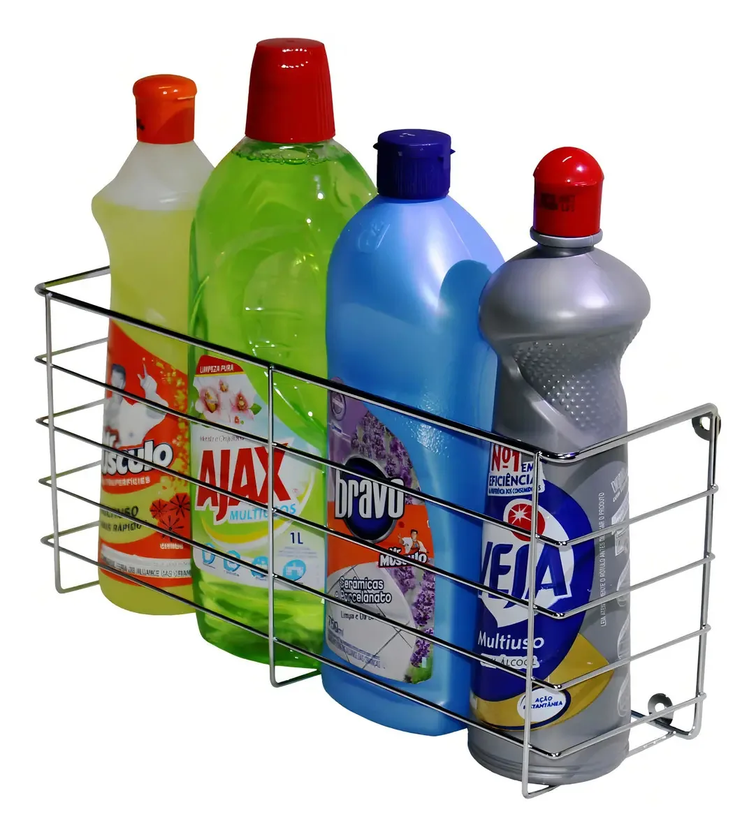Cesto Organizador De Parede Para Produtos Limpeza 35x10cm Cor Cromado