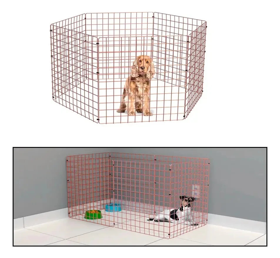 Cercadinho Móvel Gato Cachorro 6 Telas Aramadas 60x60cm Rose