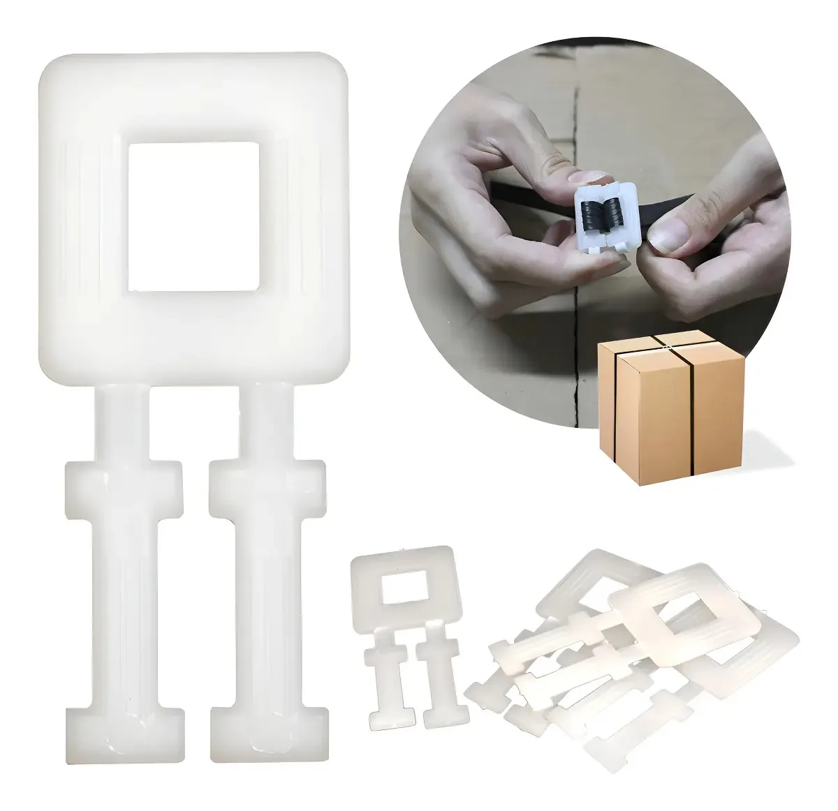 Fivela Plástica Iguanna Fita de Arquear 10mm Kit 100 Peças Branco