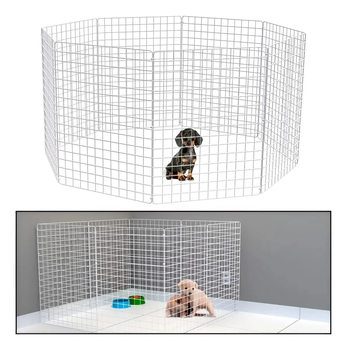 Cercado Coelho Cachorro 80cm Altura Cercadinho Móvel Pet Cor Branco