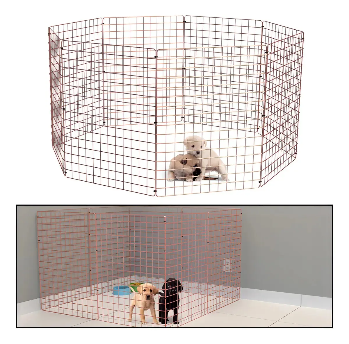 Cercadinho Móvel Pet 8 Telas 60x80 Cachorro Coelho Rose Gold