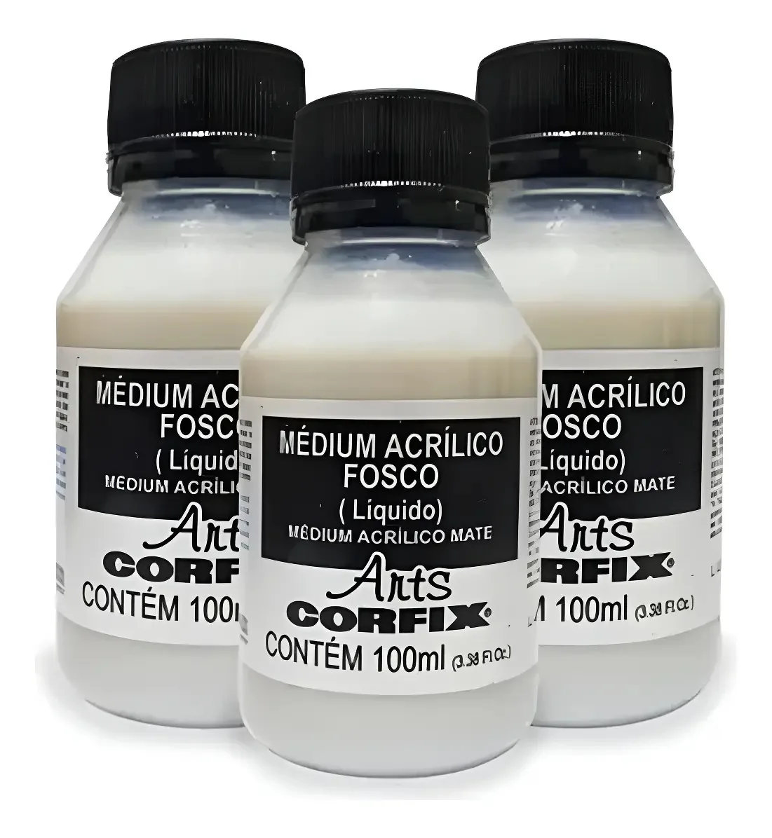 Médium Acrílico Fosco Corfix Incolor para Tintas – Kit com 3