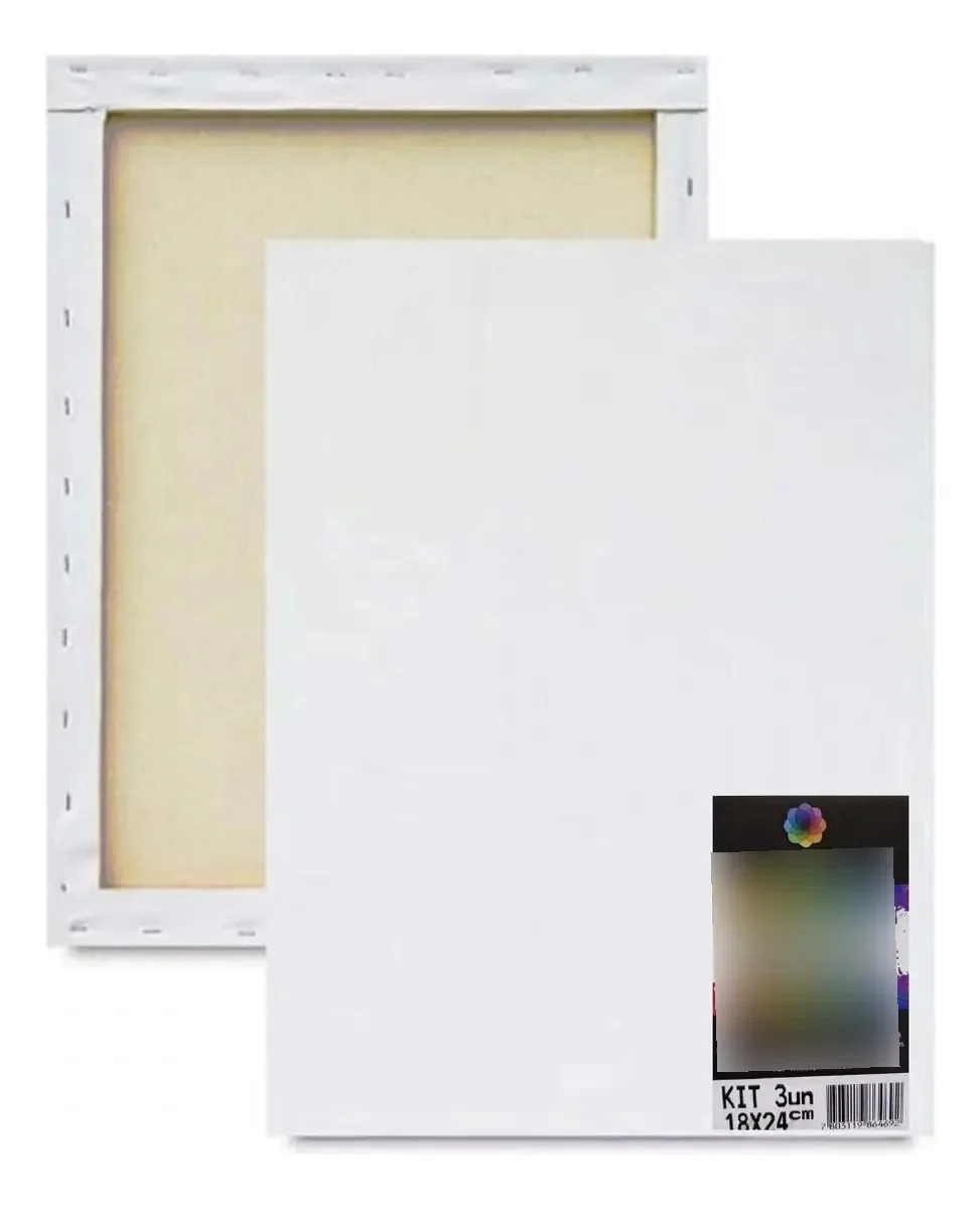 Kit Tela Pintura TALENTO TELAS 18x24 Madeira Algodão 3 Unidades