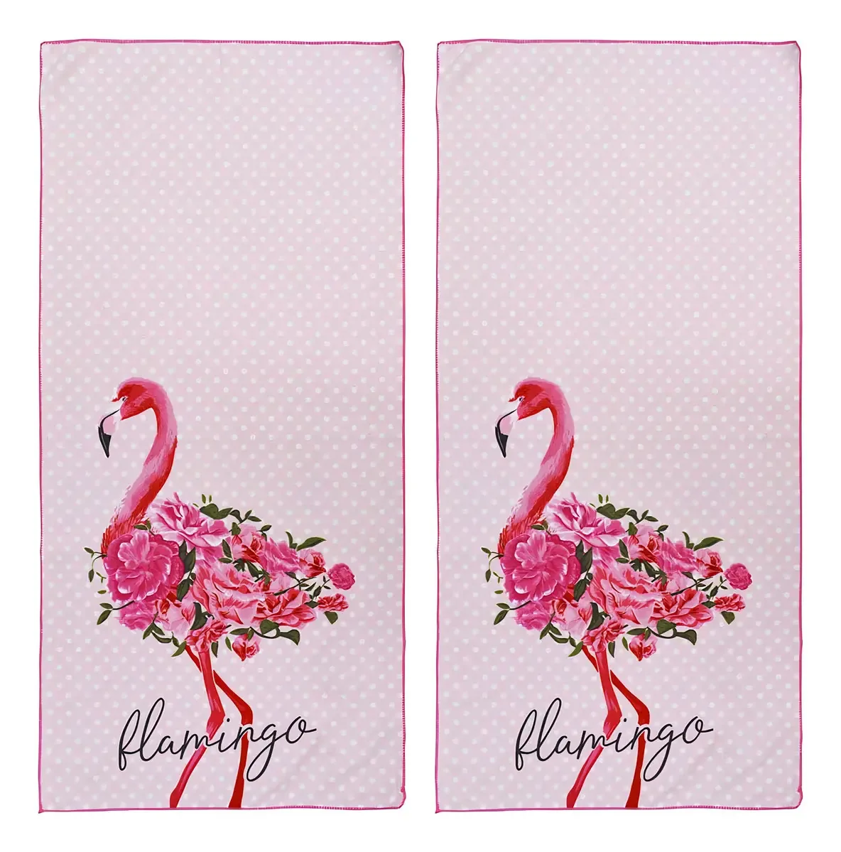 Kit 2 Toalhas De Praia Aveludada 140cmx70cm Flamingo Sultan