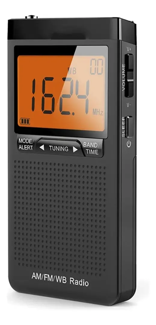 Silted Dloett Rádio De Bolso De Emergência Relógio Despertador De Alerta Meteorológico Portátil Canais De Busca Automática Mini
