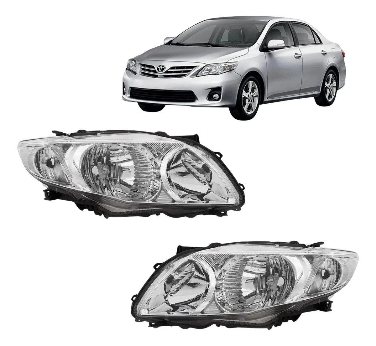 Par Faróis Cromado Toyota Corolla 2009-2010-2011 (2un)
