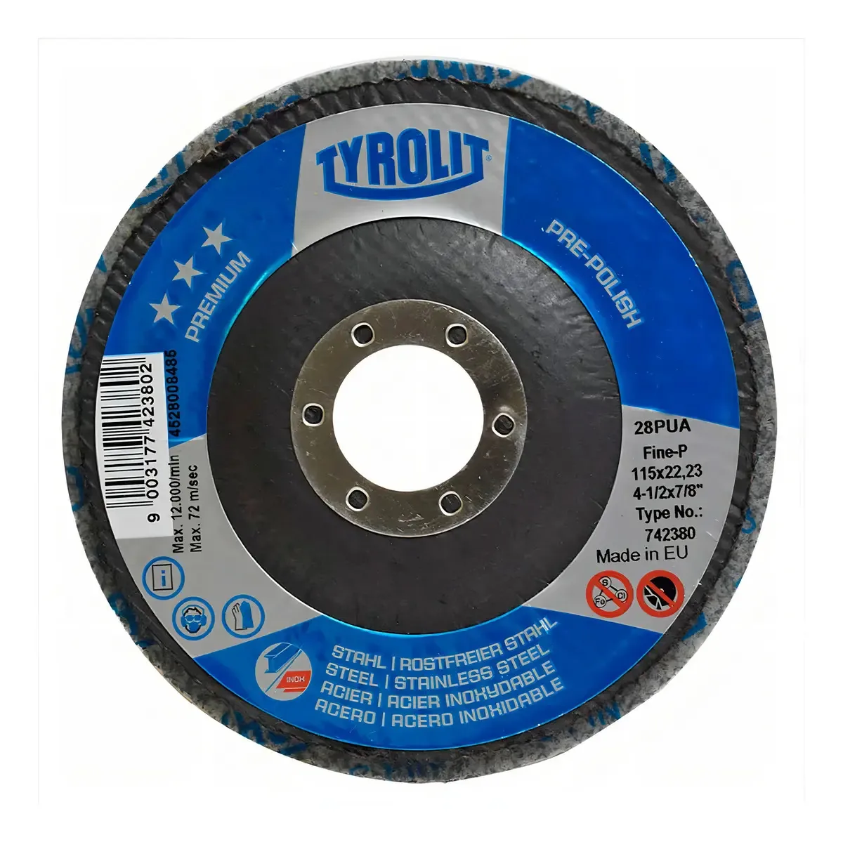 Flap Disc Tyrolit Premium Fine-P 115mm para Polimento Pré-Polimento