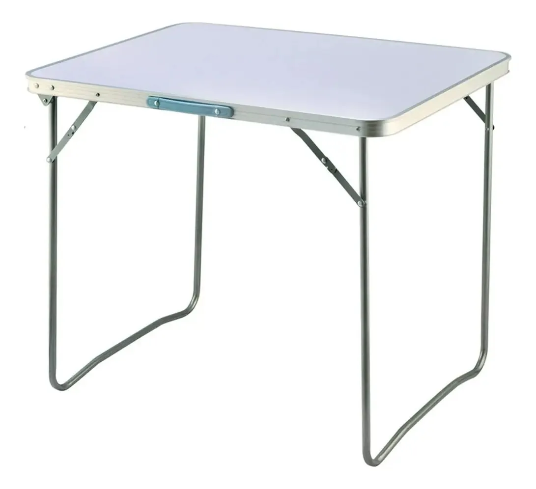 Mesa dobrável de acampamento de jardim 60x40x50 Mdf com pernas de alumínio branco