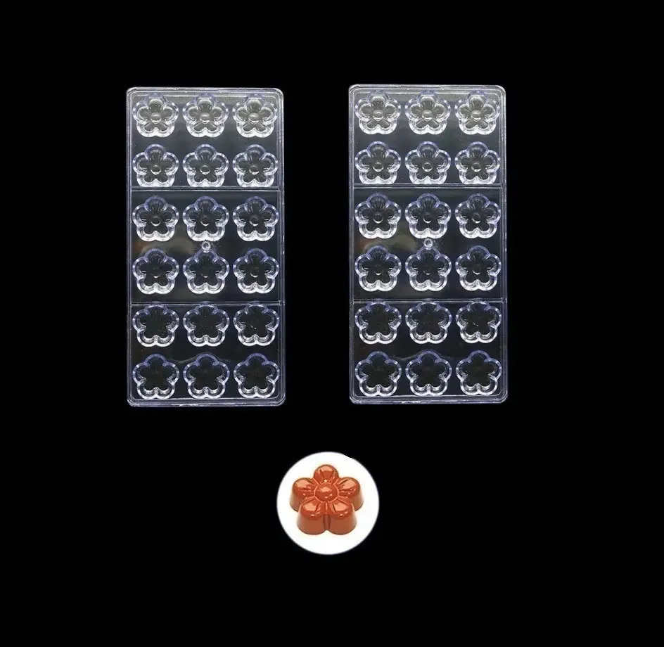 Pacote X2: Moldes de chocolate, moldes de chocolate, flores, cor branca