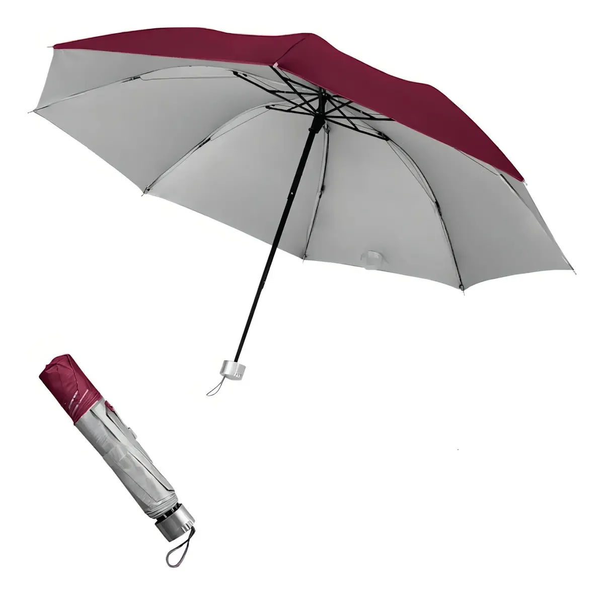Guarda-chuva dobrável, impermeável, retrátil, guarda-chuva UV UV, cor bordô