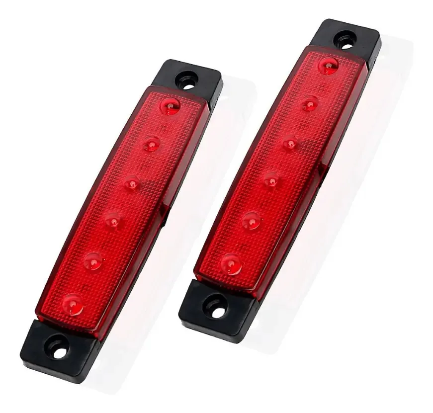 Luzes Led Vermelhas 24V 6 LEDs EAGLE ROAD Para Caminhão Ônibus Barco