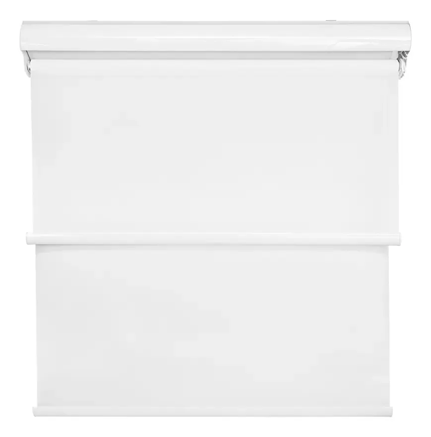 Cortina Roller Blackout 2 de tecido duplo 150x200 com cortina branca lisa com borda de Gizé