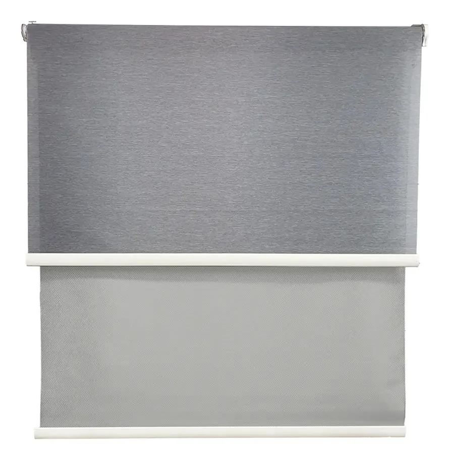 Cortina Roller Blackout 2 de tecido duplo 120x240 com cortina cinza sem borda Guiza