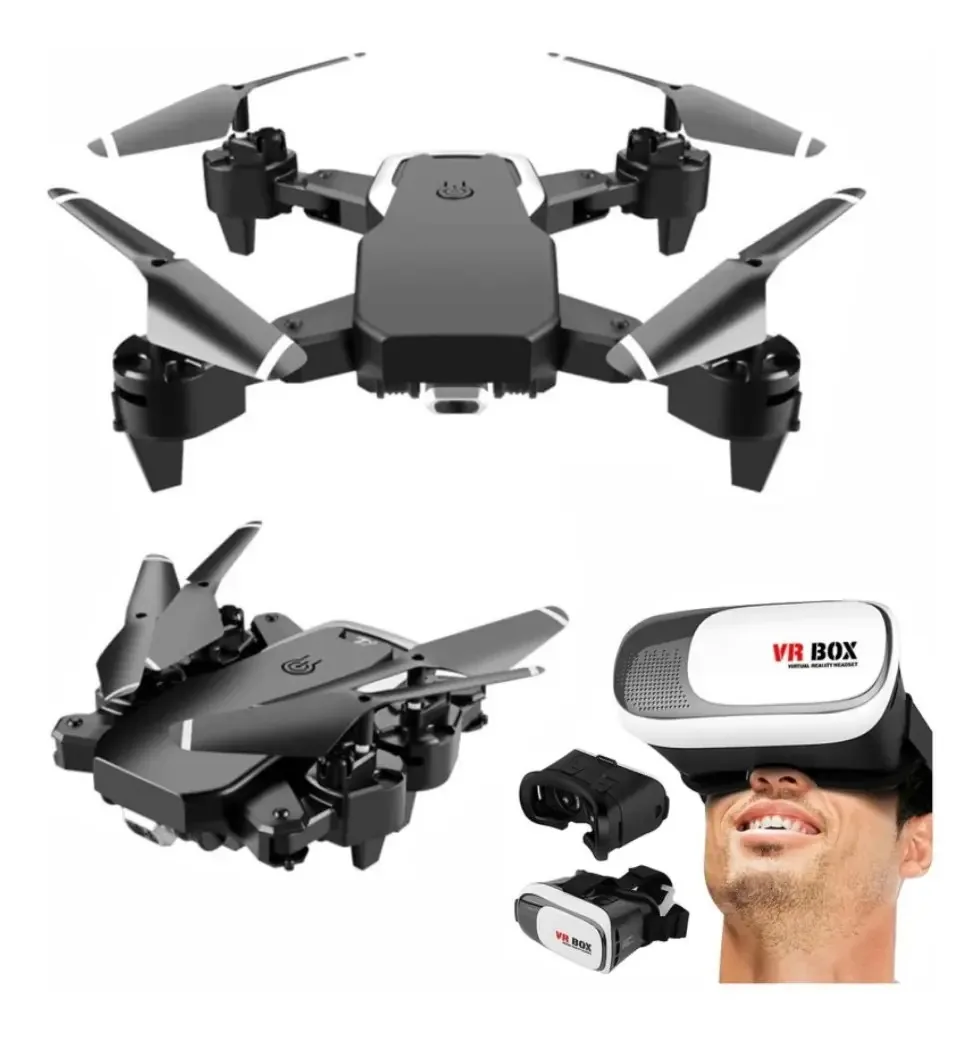 Câmera Wifi dobrável para drone 720p 22 minutos + Óculos Vr Box Color Black