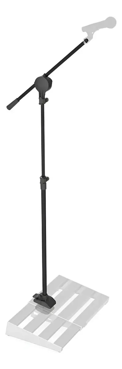 Suporte de microfone telescópico preto para pedaleira