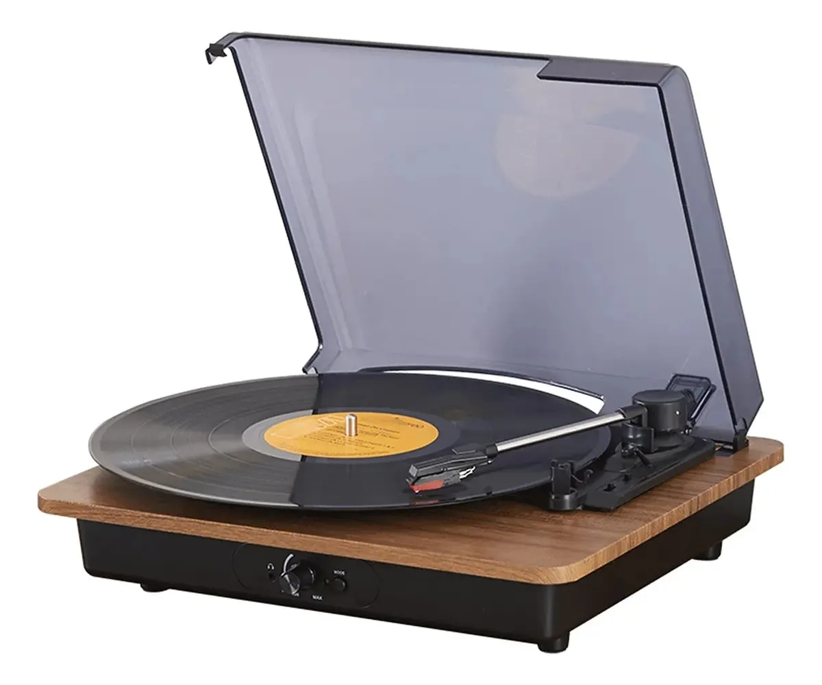 Suenzyz Toca-Discos de Vinil Toca-Discos Bluetooth Toca-Discos Vintage de 3 Velocidades com Alto-Falantes Estéreo Fonógrafo Nostálgico Portátil Gravador de Madeira