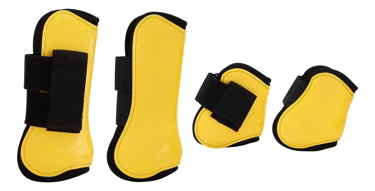 Botas Protetoras para Cascos de Cavalo, Tiras Ajustáveis Protetoras para Pernas de Cavalo que Absorvem Impactos para Treinamento de Cavalos (amarelo, Conjunto de Quatro Médios)