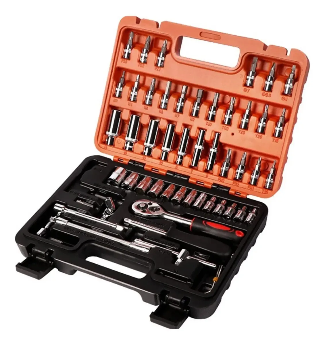Conjunto de Ferramentas Combinadas de 53 Peças, Kits de Ferramentas para Reparação Automotiva, Cabeça de Catraca, Catraca, Chave Inglesa, Conjunto de Soquetes de Chave de Fenda