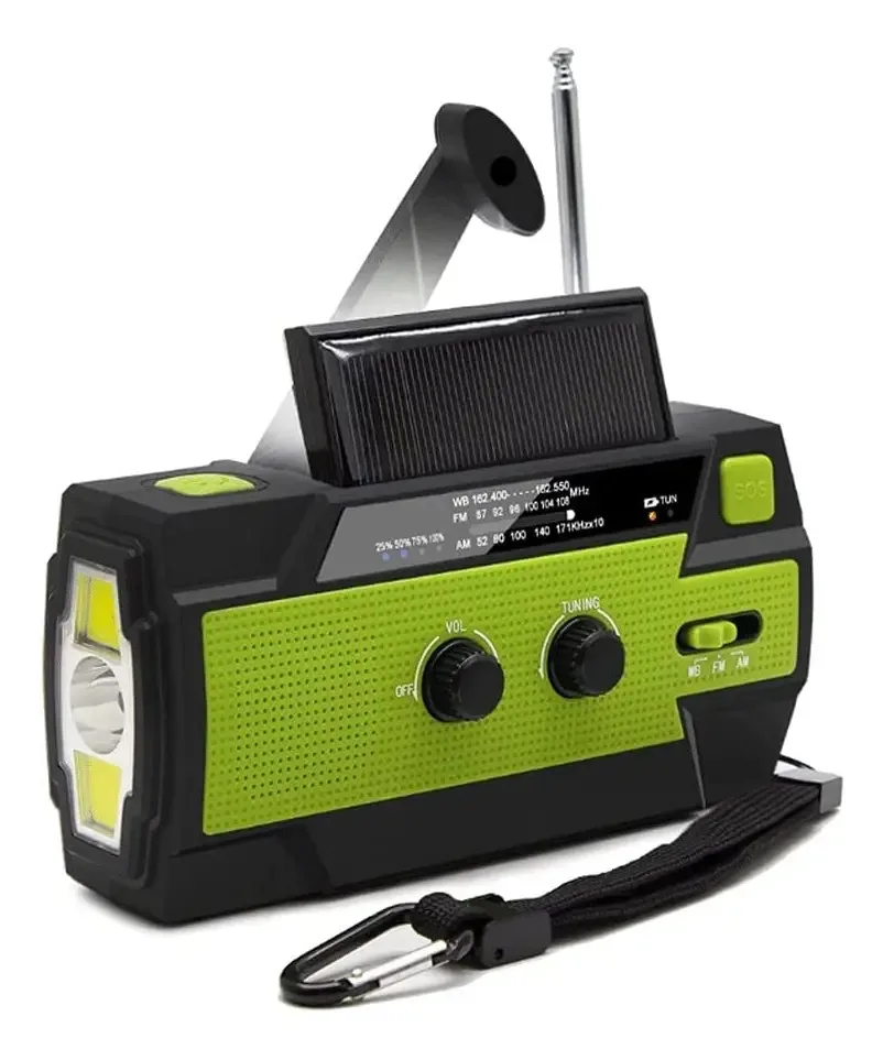 Rádio meteorológico de emergência Qinersaw, rádio de emergência portátil com 3 vias alimentadas, rádio portátil de alerta meteorológico AM/FM com alarme de chamada de socorro, lanterna, lâmpada de...