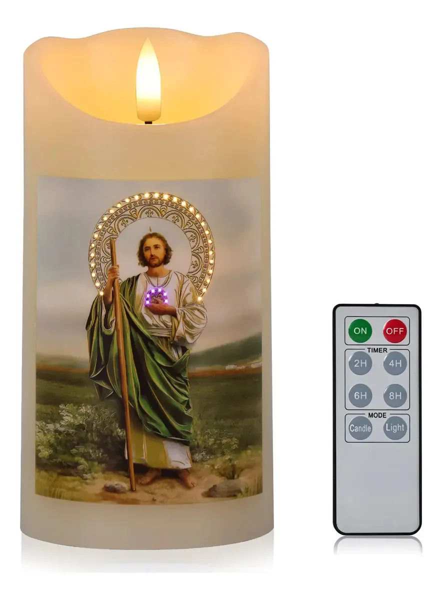 Velas elétricas do Papai Noel Luz de velas LED com imagem azul
