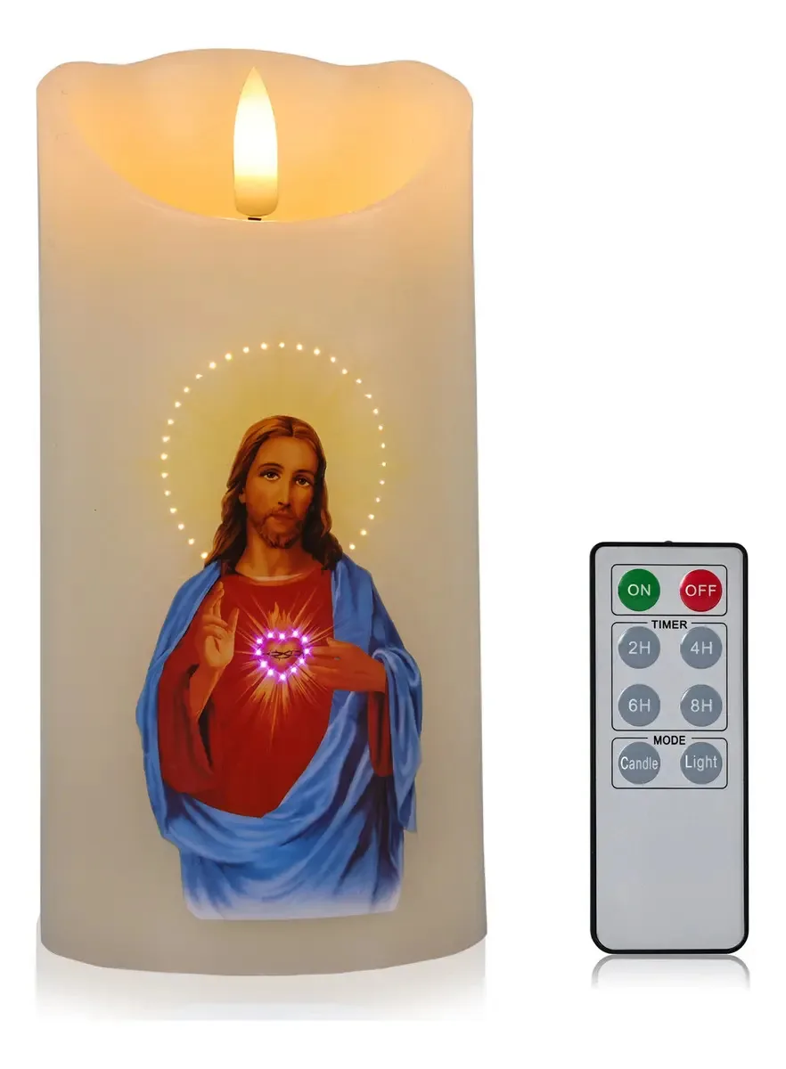 Velas elétricas do Papai Noel, velas LED, luz com imagem vermelha