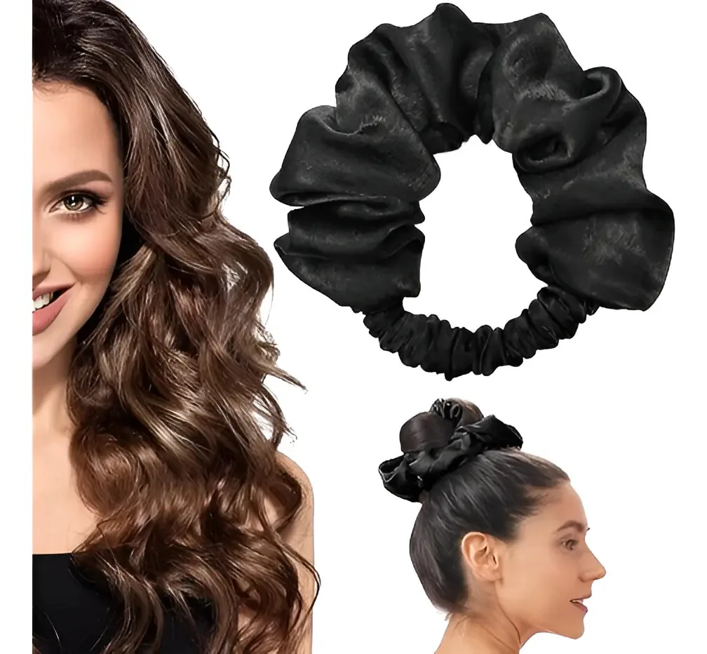 Modeladores de cabelo sem calor, modeladores de cabelo para dormir - faixa de cabeça, preta