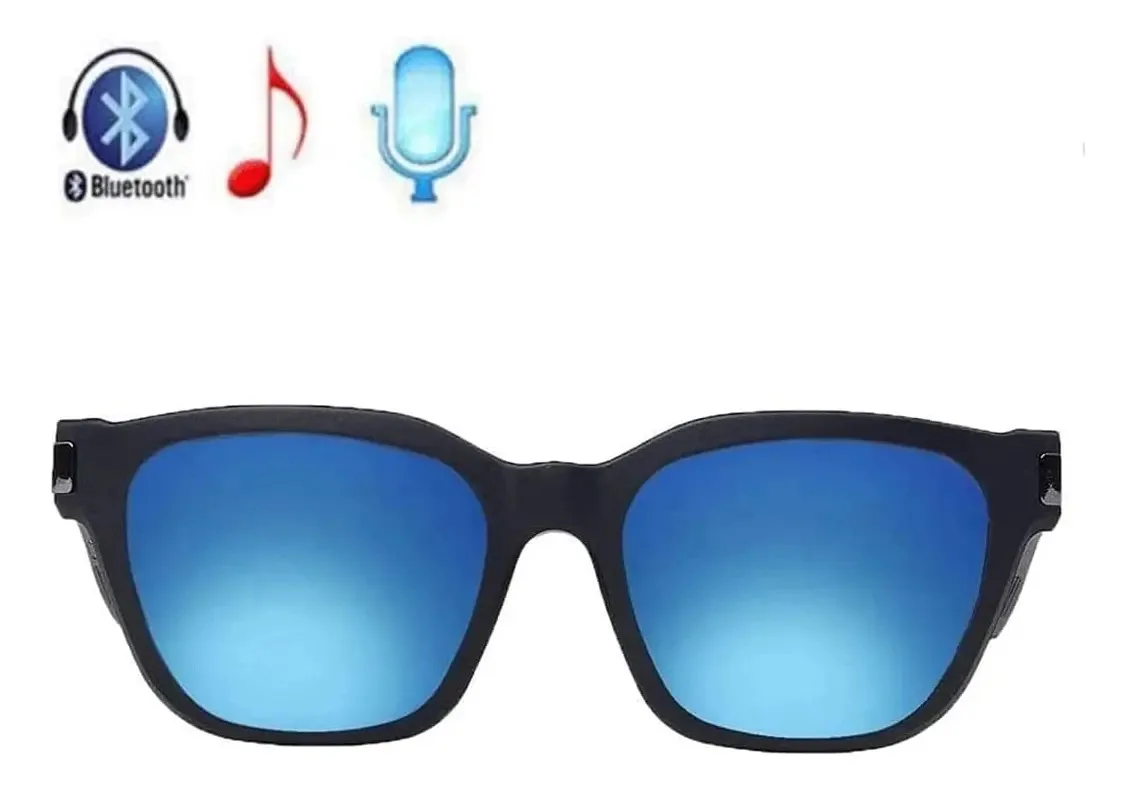 Óculos de áudio inteligentes Smsom, óculos de sol sem fio Bluetooth, óculos de condução óssea com lente de luz anti-azul, óculos Bluetooth para homens, jogos de reunião para homens