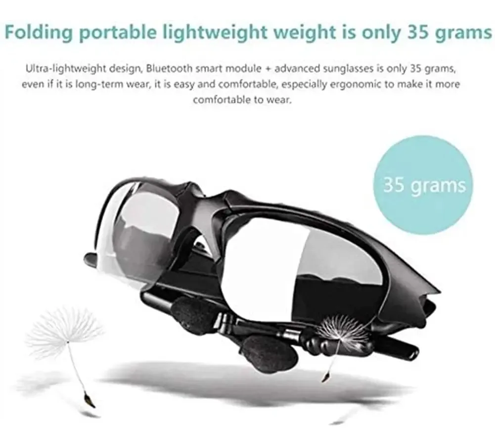 Smsom Óculos Inteligentes, Óculos De Sol De Áudio Inteligentes, Óculos De Sol Sem Fio De Condução Bluetooth, Óculos Com Orelhas Abertas Bluetooth Para Dirigir Viajar (preto)